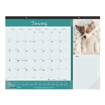 Pets Collection Monthly Desk Pad, Puppies Photography, 22 x 17, Black Binding, Clear Corners, 12-Month (Jan to Dec): 2025