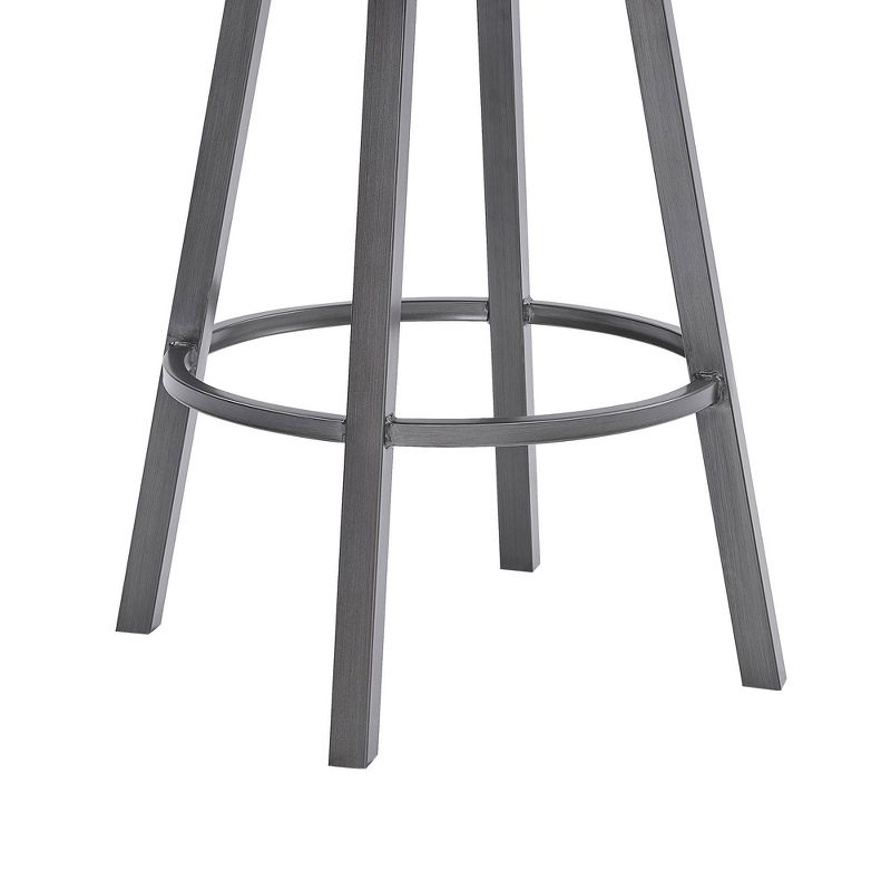 30&#34; Fargo Counter Height Barstool Metal Barstool in Mineral Finish with Faux Leather Black - Armen Living, 3 of 9