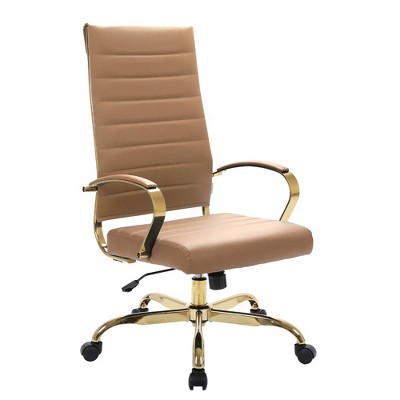 LeisureMod Benmar High-Back Leather Office Chair with Swivel, Tilt, and Adjustable Height