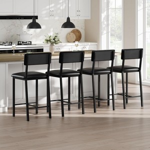 Set of 4 Kitchen Bar Stools, 25-Inch Counter Height, with Backrest and Footrest, for Dining Room, Kitchen Island Counter - 1 of 4