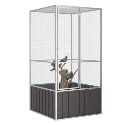 Large Anthracite Galvanized Steel Outdoor Bird Aviary