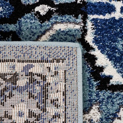 Antique Patina Blue Square Synthetic Area Rug - 6'7" x 6'7"