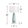 Possini Euro Design Jaime Modern Table Lamp with Square White Marble Riser 26" High Blue Gray Art Glass Drum Shade for Bedroom Living Room Bedside - 4 of 4