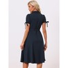 INSPIRE CHIC Women's Business Short Sleeve Pocket Belted Button Down Midi Shirt Dresses - 4 of 4