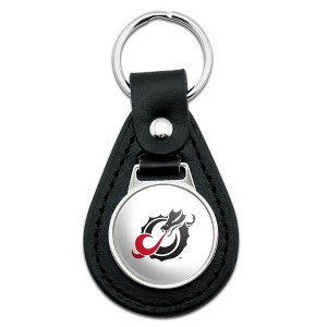Minnesota State University Moorhead Primary Logo Black Leather Keychain - 1 of 4