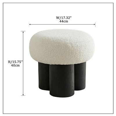 Kitty Small Round Foot Stool, Teddy Fabric Footrest Ottoman Stool, Indoor Furniture for Bedroom, Living Room - The Pop Home