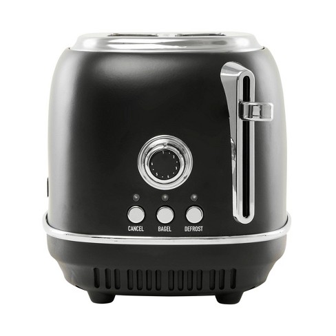 Long Slot Toaster 2 Slice Best Toaster 2 Slice Wide Slot, Vintage Black Toaster with Defrost/Reheat/Cancel/6 Bread Shade Settings/Removable Crumb