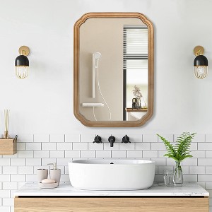 Vynxaria 29.72*19.69 inches Functional Mirror with Cabinet, Wood Framed Bathroom Wall Cabinet with Mirror and Adjustable Shelves - 1 of 4