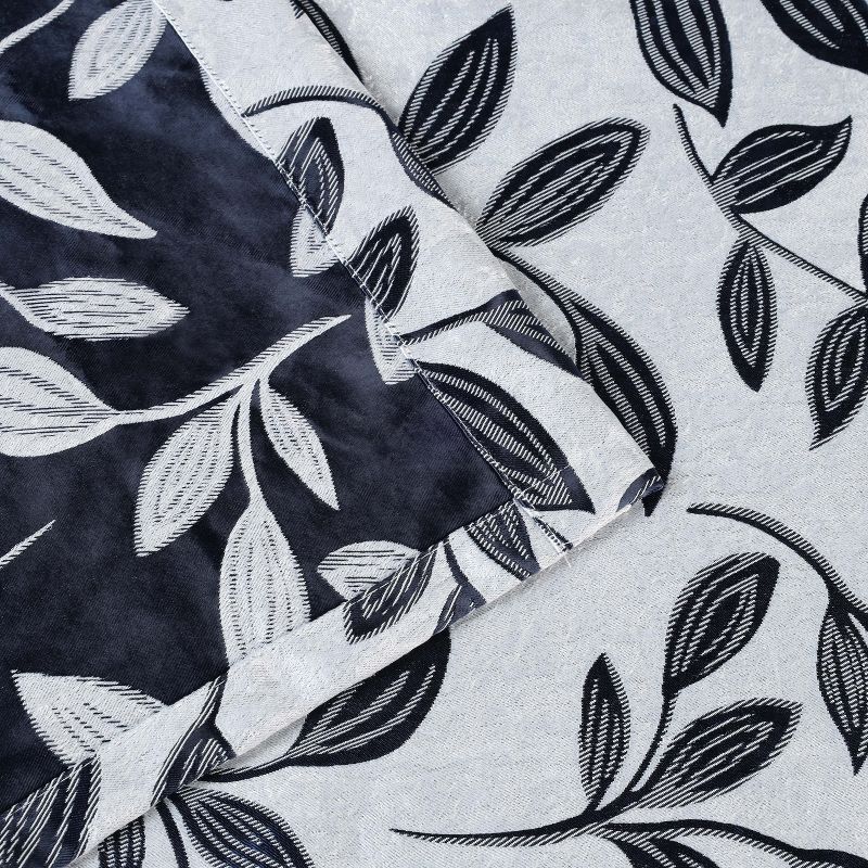 Modern Bohemian Leaves Room Darkening Semi-Blackout Curtains, Set of 2 by Blue Nile Mills, 5 of 6