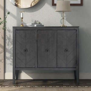 Accent Storage Cabinet MDF Storage Chest With Adjustable Shelf 3 Doors Kitchen Buffet Sideboard Entryway Console Table - 1 of 4