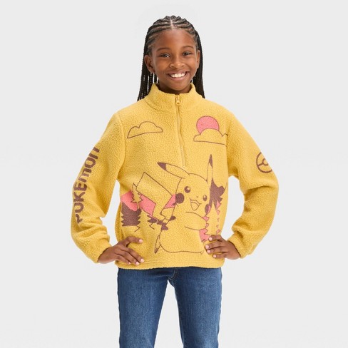 Girls' Pokemon Pikachu Zip-up Pullover Sweatshirt - Yellow : Target