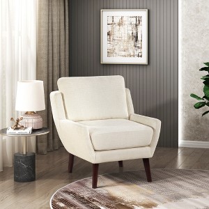 Chenille Upholstery Plywood Solid Wood Contemporary Accent Chair with Reversible Cushions, Removable Covers and High-Density Foam Padding - 1 of 4