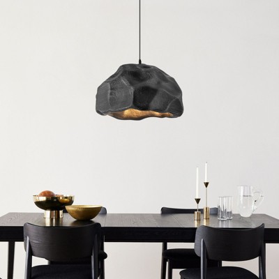 Rennnsan Omveira 20"W 1-Light Stone Shape Modern Dimmable Pendant in Black