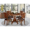 HomeStock 5-Piece Round Mahogany Finish Solid Wood Top Dining table with 4-Chairs - 2 of 4