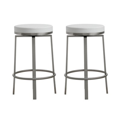 Pratt Performance Vegan Leather Swivel Counter Stool - Set of 2 White  16.3"W x 16.3"D x 26"H