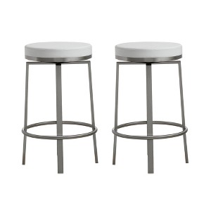Pratt Performance Vegan Leather Swivel Counter Stool - Set of 2 White  16.3"W x 16.3"D x 26"H - 1 of 4