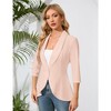 Womens 3/4 Sleeve Open Front Peplum Blazer Causal Business Notched Lapel Jacket Lightweight Slim Fit Suits Office Formal Blazer Jacket - Apricot,S - 3 of 4