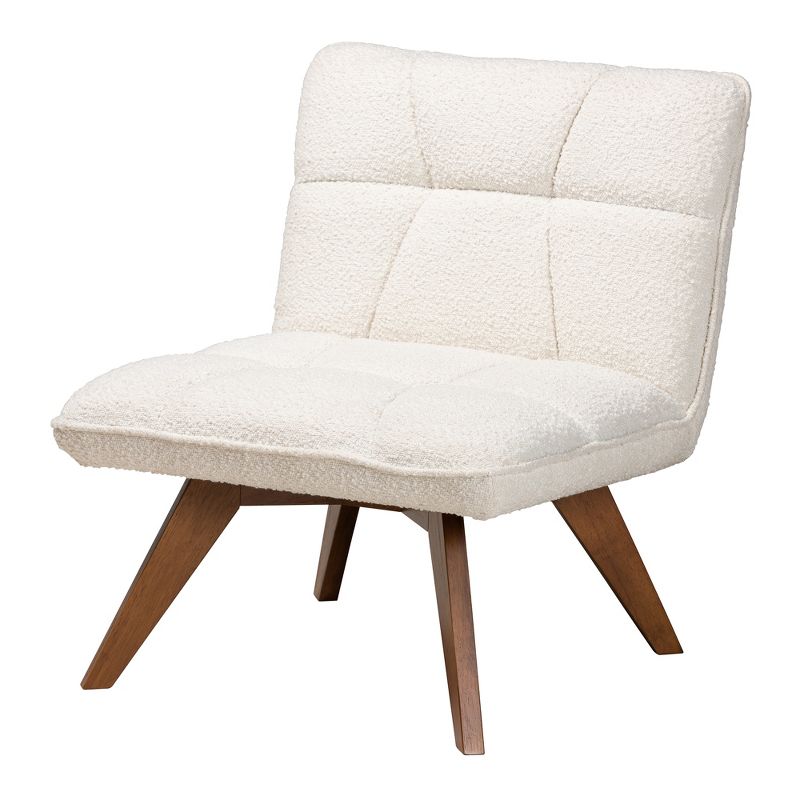 Baxton Studio Darielle Japandi Cream Boucle Fabric and Walnut Brown Finished Rubberwood Accent Chair, 2 of 11