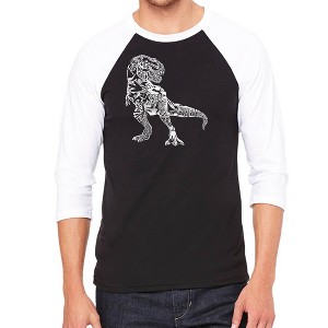 LA Pop Art Men's Raglan Baseball Word Art T-shirt - Dino Pics - 1 of 4