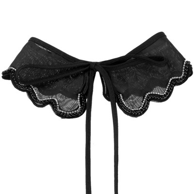Elerevyo Women Rhinestone Detachable Fake Peter Pan Collar Little Shawl 1 Pc