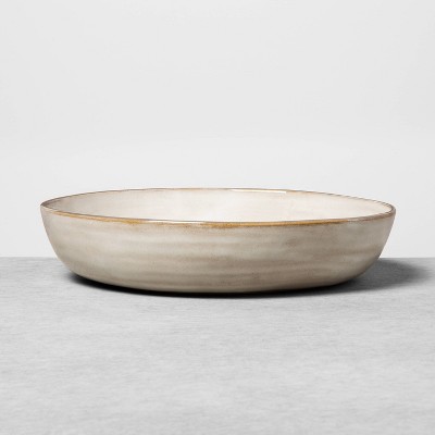 Shallow Stoneware Reactive Glaze Serve Bowl Gray - Hearth & Hand™ with Magnolia