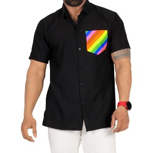LA LEELA Mens Short Sleeve Button Down Solid Camp Shirts Vacation Shirts Business Beach Collared Shirt for Men Work Shirts with Pocket - 1 of 4