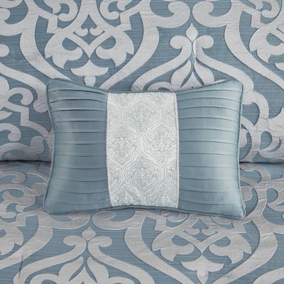 Aqua and Silver King Microfiber 8-Piece Comforter Set