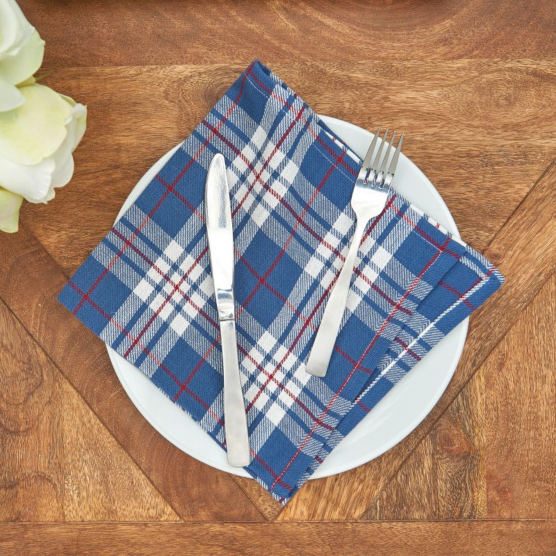 C&F Home Parker Blue & Red Plaid July Fourth Napkin Set of 6, 3 of 6