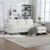 Mocamel UNITED WE WIN 3-Seat Solid Wood Chenille Sofa, Cup Holders & Storage Ottoman, Cozy Sectional for Living Room - 2 of 4