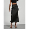 Women's Satin Maxi Skirt - High Waist A-Line Long Skirt for Elegant Office Wear Black - 3 of 4