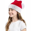Joyfy Adult/kids Red Christmas Elf Santa Hat, Knit Christmas Beanie Hat with Pom Poms for Women, Men, Boys, Girls Party Dress Up - 2 of 4