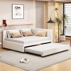 Full Size Upholstered Bed with Pull-Out Trundle and Backrest, Linen Sofa Bed for Apartment or Guest Room-Baofuwish - 2 of 4