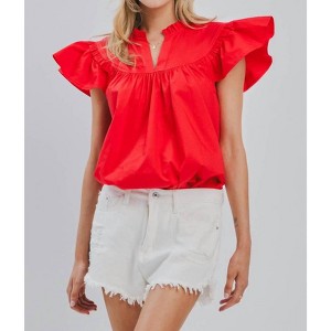 Women's Flutter Sleeve Blouse - Oddi - 1 of 2