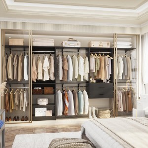 Besiost Freestanding Closet System with 8 Hannging Rods and Drawers, Hanging Closet Organizer with 10 Shelves - 1 of 4