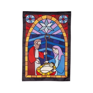 Evergreen Garden Flag Stained Glass Applique Double Sided Indoor Outdoor Decor 18" x 12.5" - 1 of 1