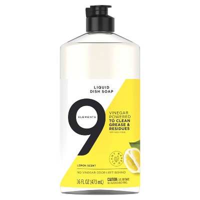 9 Elements Dishwashing Liquid Dish Soap - Lemon - 16oz Bottle