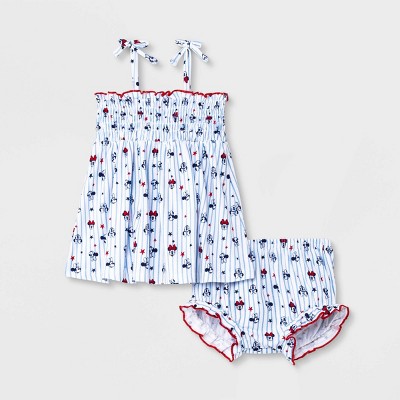 Image of Baby Girls' 2pc Disney Minnie Mouse Top and Bottom Set - White 0-3M