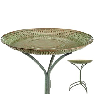 Good Directions 24" Copper Bird Bath & Stand - Green & Blue - 1 of 4