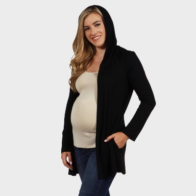 24seven Comfort Apparel Maternity Long Sleeve Draped Rounded Hem Jacket