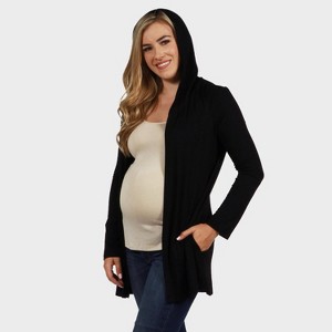 24seven Comfort Apparel Maternity Long Sleeve Draped Rounded Hem Jacket - 1 of 3