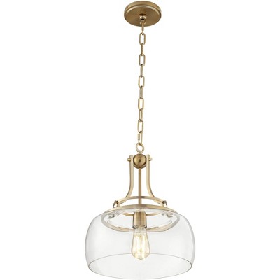 Charleston 18" Brass and Glass Industrial Farmhouse Pendant Light