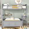 NicBex Twin over Full Bunk Bed with Desk Wooden Bed Frame with Wheels, Inclined Ladder and Guardrail for Bedroom, No Box Spring Required - 2 of 4