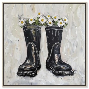 Art Remedy Rainboots and Daisies Chic Farmhouse Wall Art Framed - 1 of 4