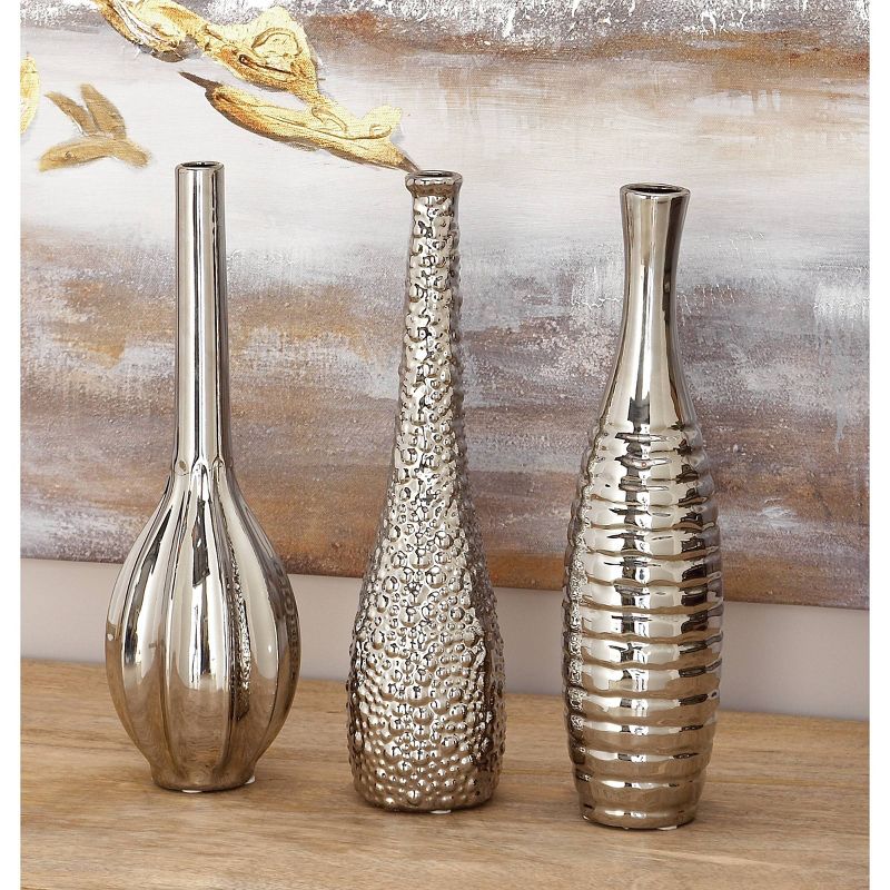 Set of 3 Ceramic Glam Vase Silver - Olivia &#38; May, 2 of 24