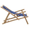 vidaXL Height-Adjustable Bamboo Deck Chair with Armrests and Polyester Canvas in Navy Blue - 4 of 4