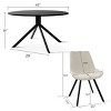 5-piece Dining Table Set for 4, Black Round Table with 4 Upholstered Armless Dining Chairs, Dining Room Furniture - Maison Boucle - 2 of 4