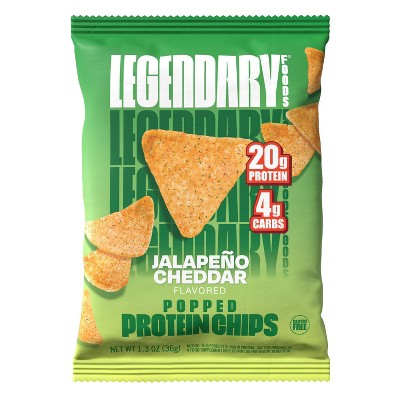 Legendary Foods Gluten Free and Keto Friendly Popped Protein Chips - Jalapeno Cheddar - 5.1oz/4ct