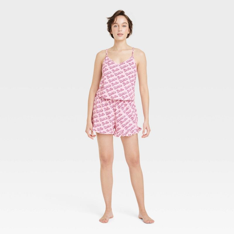 Women's Barbie X Skinnydip Logo Graphic Pajama Set - Pink, 1 of 4