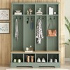 Lycvki Farmhouse 59"W Hall Tree Entryway Bench with 8 Hooks and Shoe Rack - 2 of 4