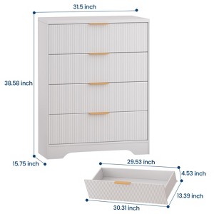Tall Drawers Dresser for Bedroom, Modern Chest of Drawers with Waveform Fluted Panel, Easy to Assemble - 1 of 4